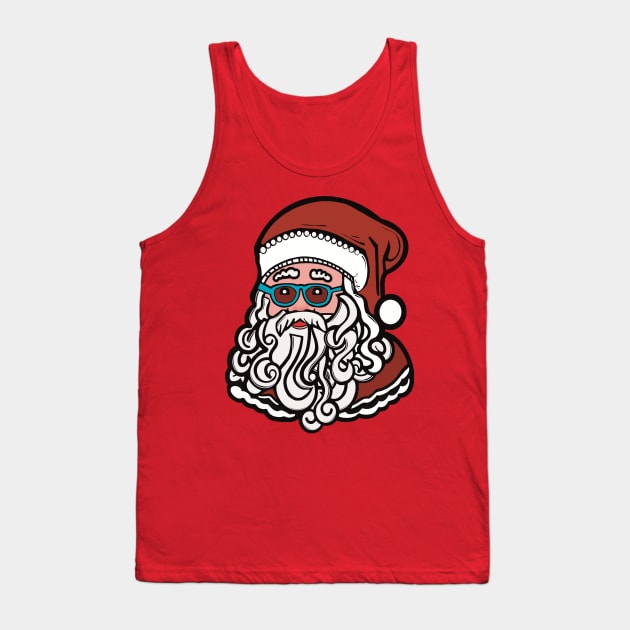 Santa Claus Wearing Blue Sunglasses White Background Tank Top by FlippinTurtles